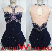 Dark Blue Skating Dresses Women 2018 A004