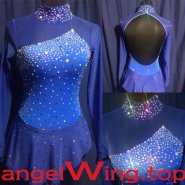 Blue Ice Skating Dresses Women 2018 A032