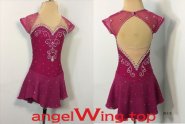 Wine Red Ice Skating Dress Women 2018 A026