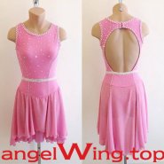 Pink Ice Skating Dress Women 2017 A025