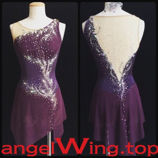 Women Competition Figure Skating Dresses Purple 2018 A014 - Click Image to Close