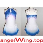 Blue White Ice Skating Dresses Women 2018 A088