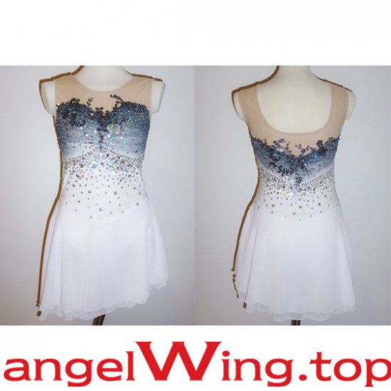 Grey White Ice Skating Dresses Women 2018 A090 - Click Image to Close