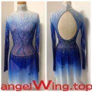 Blue Ice Skating Dresses Girls Women 2018 A081
