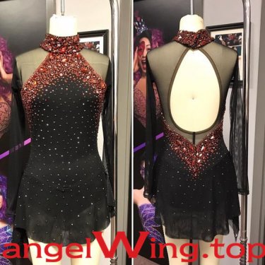 Figure Skating Dresses Red Black Expensive Women 2017 A011