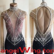 Blue Purple Ice Skating Dresses Women 2018 A024