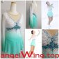 White Ice Skating Dress Green Women 2017 A022