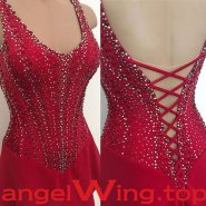 Red Ice Skating Dresses Girls Women 2018 A043