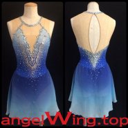 Blue Ice Skating Dresses Girls Women 2018 A080