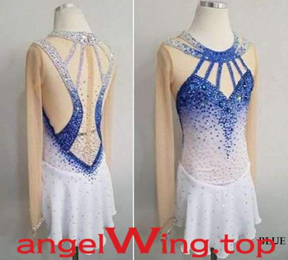 Ice Skating Dresses Black Blue Women Girls 2018 A007 - Click Image to Close